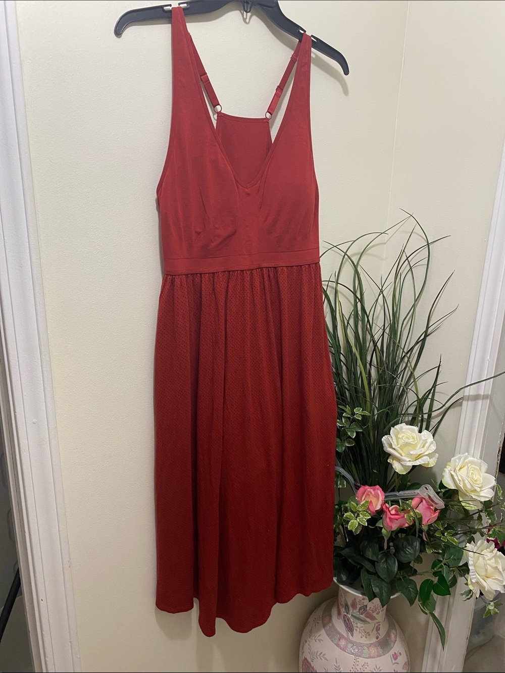 Red Sleeveless V-Neck Women’s Dress